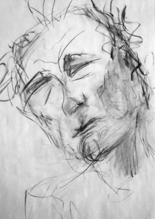 Charcoal drawing of a man. Drawing by Emily Gerbig